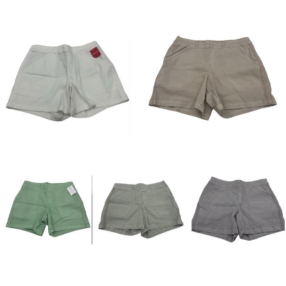 SPANX Stretch Twill Slimming Shorts Chino XL Pull On Bundle Green Blue Gray Tan